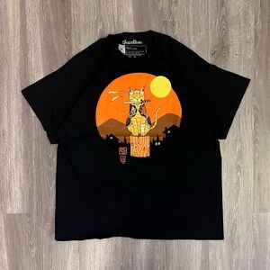Vintage Boxy Heavyweight Samurai Cat Graphic Tee Artist Vincent Trinidad